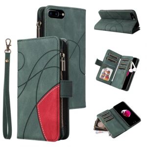 xinyunew Coque pour iPhone 6 Plus/iPhone 7 Plus/iPhone 8 Plus, Housse Etui en Cuir PU Portefeuille [Antichoc] [Magn&eacute;tique] [avec 9 Emplacements] [Stand Fonction] Flip Coque,Vert (xinyunew, neuf)