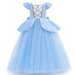 Enfant Fille Robe Princesse Cendrillon Cosplay Tenues Carnaval Halloween Noël Anniversaire Fête Jouer Un rôle Gants Baguette Magique Accessoires Bleu clair-13 9-10 Ans (ZhuL, neuf)