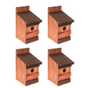 Lot de 4 nichoirs naturels pour mésanges bleues et petites espèces de mésanges en bois – Résistant aux intempéries – Nichoir pour mésanges, aide à la nidification avec trou d'entrée de 27 mm (MAZUR International, neuf)