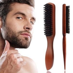 2Pcs Poil de Sanglier, Brosse Poils Sanglier, Brosses &agrave; Cheveux en Poils de Sanglier, Brosse de Salon de Poils de Sanglier pour Femmes Hommes, pour Cheveux Longs, Boucl&eacute;s, Secs ou Ab&icirc;m&eacute;s (Newbilty OU, neuf)
