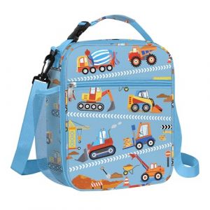 Clastyle Sac Isotherme Repas Enfant Voiture Camion Lunch Bag Isotherme Gar&ccedil;ons Petit Sac Lunch Box pour L'&eacute;cole &Eacute;tudiant Pique-nique, Construction Rouge (Changtian_Im&Ex, neuf)