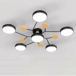 YDIJFLL Moderne LED Plafonnier Bois Vert Semi Encastr&eacute; Plafonnier 4/5/6/7 Mol&eacute;Cule Nordique Gris Cercle Rond Acrylique Abat-Jour Blanc Luminaire pour Salon, Chambre &agrave; Coucher(Size:6 Lights,Color:B) (XiongXiong0218, neuf)