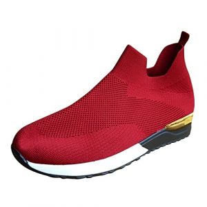 Chaussure De Sport Femme Pas Cher A La Mode Basket Mode Air Running Course Chaussures sans Lacet Ete Outdoor Casual Mesh Respirant Confort Sneakers Casual (UoUa1245, neuf)