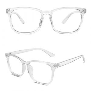 GQUEEN Lunettes de Vue Femme et Homme Transparente Vintage Grand Carr&eacute; Monture Surdimensionn&eacute; Fausse Mode Lunettes PE2 (Cool travel, neuf)