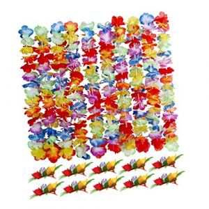 UKCOCO 10 Ensembles collier couronne mesdames luau leis faux fleurs pendentif de cou guirlande collier guirlande hawaïenne Couronne d'Hawaï collier hawaï Plastique Couleur Aléatoire (Gaporgira, neuf)