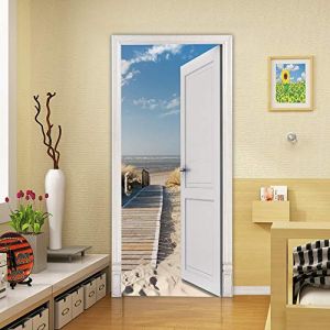 VIRANDA Stickers Porte 3D Auto-adhésif Porte Autocollants - Route de Plage - PVC Autocollants de Décoration pour Porte 77 x 200 cm (vanko, neuf)