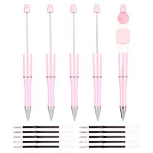 Cheriswelry Stylos &agrave; bille perl&eacute;s pour bricolage personnalis&eacute; avec 10 recharges de stylo &agrave; bille en plastique, d&eacute;grad&eacute; rose nacr&eacute; (Cheriswelry EU, neuf)