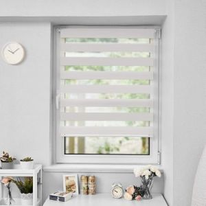 HOMEDEMO Store Enrouleur Jour Nuit sans Per&ccedil;age, Double Tissu avec Clips, Rideau Occultant pour Fen&ecirc;tre & Porte, 80l x 180L cm, Largeur du Tissu 80cm, Gris (Uniquy, neuf)