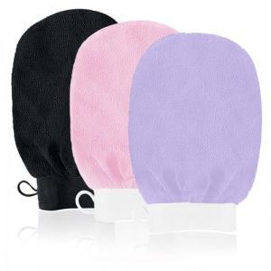 URAQT Gant Exfoliant Kessa, 3 Pcs Gant De Crin, Gant Kessa Pour Hammam, Gants de Gommage pour Hommes et Femmes, Gommage naturel Et Efficace, Élimine Les Peaux Mortes Efficacement,Multicolore (withchance, neuf)