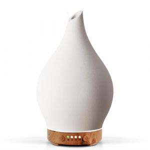 Porseme Diffuseur d'ar&ocirc;mes 150 ml, en c&eacute;ramique souffl&eacute; &agrave; la main, diffuseur d'huiles d'aromath&eacute;rapie &agrave; ultrasons avec 7 lumi&egrave;res LED color&eacute;es, diffuseur d'huiles essentielles avec minuteur, sans BPA (Biliblli, neuf)