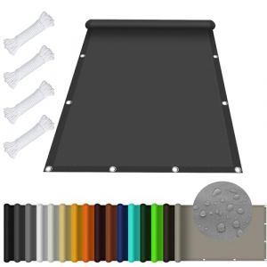 Toile Solaire Voile d'ombrage Rectangulaire 3.2 x 6 m Imperméable Protection UV 98% Balcon Paravent Bâche Polyester pour Patio Jardin Terrasse, Gris Foncé (KOUDU Store, neuf)