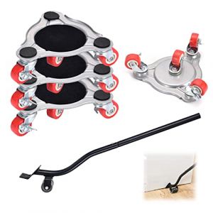 5 pi&egrave;ces Roulettes pour Meubles Charge Lourde, L&egrave;ve-Meubles, Roulettes Pivotantes avec Frein &agrave; Pied, Rotatif &agrave; 360 Degr&eacute;s, Charge de 400 kg, pour D&eacute;Placer des Canap&eacute;, Commodes (jingjie231335, neuf)