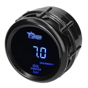 MOCNT Voiture Jauge de Pression d'huile 2" 52mm Presse l'huile Manometre Bar Pression Huile Indicateur Jauge Bleu Lumière Numérique Pression Compteur Instruments avec Capteur (Nimbalo, neuf)