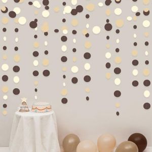 46Ft Brun &agrave; Pois Papier Guirlande Banni&egrave;re D&eacute;coration de F&ecirc;te Marron Kaki et &Eacute;cru Cercle Point Streamer &agrave; Suspendre pour Boh&ecirc;me Anniversaire Mariage Bapteme Ours en Peluche Jungle Safari Th&egrave;me Decor (MZY Co., Ltd, neuf)