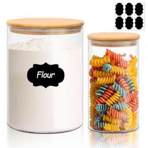 ComSaf Bocaux en Verre Hermétique Rangement Cuisine 3 L/1,2 L Cylindre, Bocal en Verre Hermétique avec Couvercle, Pot en Verre avec Couvercle pour Pasta, Boite pour Spaghetti, Pate (Mucihome-europe, neuf)
