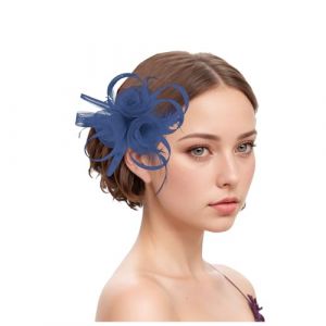 Chapeau bibi vintage pour femme - Voile de mariée - Accessoire de cheveux - Plume - Voile - Banquet - Chapeau en maille - Barrettes à cheveux élégantes - Pour carnaval, cocktail, thé (Woybda, neuf)
