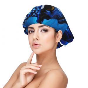 Bonnet en satin bleu hibou en soie, bonnet de cheveux pour dormir, bonnet de sommeil doux double couche en soie pour femme, cheveux naturels bouclés, cheveux longs tressés (wenyangshanghang, neuf)