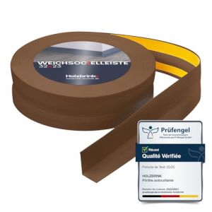 HOLZBRINK Plinthe souple autoadh&eacute;sive PVC 32x23mm, 50 m (2x25m) | Plinthe pour finition plan de travail, meubles cuisine | Lame PVC adhesive | Couleur: Ch&ecirc;ne Fonc&eacute; (Jumbo-Shop, neuf)