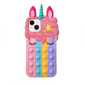 Asgens Bulles Pop Coque pour iPhone 13/14,Mignon Belle Bande Dessin&eacute;e Licorne Arc-en-Ciel Pop Antichoc Silicone &Eacute;tui Souple pour Apple iPhone 13/14 6,1 Pouces (TRD Direct, neuf)