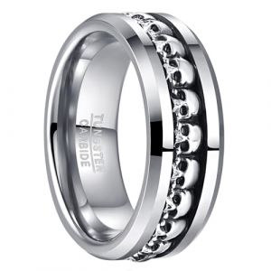 NUNCAD Bague Homme en Argent 925 et Carbure de Tungst&egrave;ne, Anneau Gothique &agrave; T&ecirc;te de Mort, Argent&eacute;, Bijou &Eacute;l&eacute;gant, Cadeau pour Lui Taille 65 (NUNCAD FR, neuf)