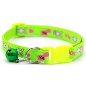 Xs Collier pour chien avec clochette, joli collier d'identification en nylon vert fluo avec clochettes et boucle r&eacute;glable pour petits chiens femelles, tour de cou de 19 &agrave; 31 cm (sadpppiuu, neuf)