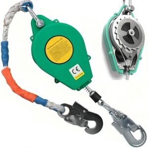 Dispositif Antichute a Rappel Automatique Certifi&eacute;, 10m/15m/20m Stop Chute Harnais R&eacute;tractable Vert/Jaune, 150 KG Harnais de Securite Anti Chute pour Toiture et Travail en Hauteur (Vert, 10m) (HCFDJSHOP, neuf)