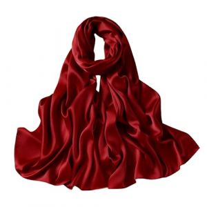 Lina & Lily &Eacute;charpe ch&acirc;le en satin soyeux pour femme pour robe de soir&eacute;e de mariage, bordeaux, Taille unique (Eisen-scarf, neuf)