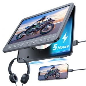 GOnavidio Lecteur DVD portable pour voiture 10,1" avec entrée HDMI, batterie rechargeable intégrée, lecteur DVD de voiture compatible avec carte USB/TF, mémoire la plus récente (GOnavidio, neuf)