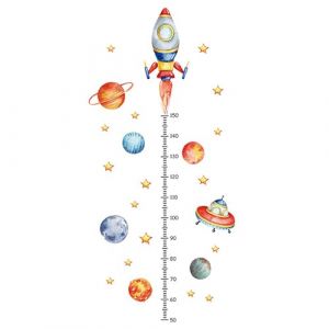 Galenecx Toise Murale Enfant, 50-150cm Sticker Mural Toise pour Enfants, Planète Fusée Stickers Muraux Enfant pour Mesure Taille Adaptés Aux Enfants Et Aux Tout-Petits (binj, neuf)
