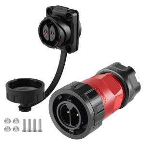 CNLINKO Connecteur étanche à 2 broches YM-20, Circulaire IP68 connecteur d'aviation à branchement rapide, Connecteur à souder avec boîtier en plastique PBT, Prise à bride mâle-femelle M20 (2 broches) (CNLINKO, neuf)