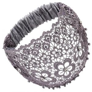Diad&egrave;me en dentelle pour femme, bandeau en dentelle, bandeau &eacute;lastique large en dentelle de perles florales, bandeau boh&egrave;me pour femmes et filles, &eacute;charpe pour cheveux pour yoga, exercice, gym, course (kitcad, neuf)