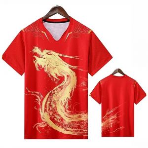 NALsa Kit de Maillots de Tennis de Table Dragon Chinois Hommes Femmes Enfants Chine Costumes de Ping-Pong Ensembles de Tennis de Table vêtements de Chemise de Sport (kaishiou, neuf)