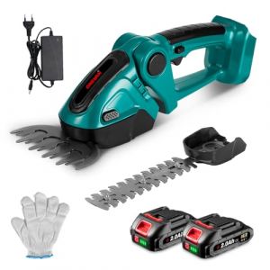 ONEVAN Taille haie Batterie, Taille haie et cisailles à arbustes électriques 2 en 1 avec 2x2.0ah Batteries, Angle réglable à 90°, 20v cisaille à Gazon sur Batterie pour arbustes, Jardin, Gazon (HEQIEBXK, neuf)