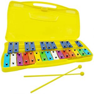 Xylophone 25 notes avec maillets Glockenspiel chromatique Instrument de percussion musicale Instrument de musique jaune percussion Glockenspiel (SANGDINZasd, neuf)