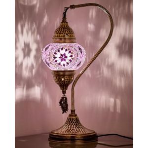 DEMMEX Lampe Turque Mosa&iuml;que &ndash; Faite &agrave; la Main en Turquie &ndash; Lampe de Table ou de Chevet Artisanale en Verre et M&eacute;tal Martel&eacute; &ndash; Ambiance Orientale, Cadeau D&eacute;coratif Unique, 38 cm, Classe A+ (DEMMEXUK, neuf)