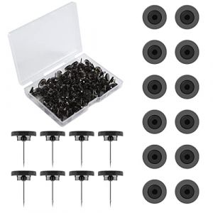 Savita 100pcs Punaises, T&ecirc;te Plate en Plastique Punaises avec Acier Inoxydable Embouts Punaise &agrave; T&ecirc;te Ronde pour Mur Tableau d'Affichage Tableau en Li&egrave;ge (Noir) (moncion, neuf)