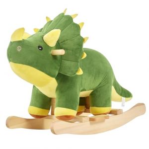 FUNLIO Dino Cheval à Bascule pour Bébés de 1 à 3 Ans, Tricératops Vert Puissant et Mignon en Peluche, Chevauchable à Bascule, Facile à Assembler (EletreeEU, neuf)