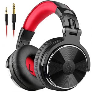 OneOdio Casque Audio Filaire DJ Piano Guitare avec Micro, Hi-Res Audio Extra Basse Son, Léger Confort Pliable Casques avec Share-Port, 2 câbles - Headphone pour PC Studio Monitor AMP Pro-10(Rouge) (OneOdio EU, neuf)
