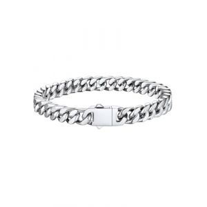 Bestyle Bracelet Homme Gourmette Argent Acier Inoxydable Cubain Hip Hop Grosse 7mm Longueur 23cm Bijou Cadeau P&egrave;re Mari Ami (Bestyle Jewelry, neuf)