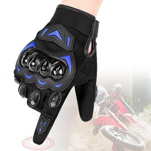 Gant Moto, Respirants &Eacute;cran Tactile Plein-Doigt Gant Moto Ete pour Les Courses de Moto, le VTT, L'escalade, La Chasse, Le Scooter Sports de Plein Air, Gants Moto Homologu&eacute; Femme Homme (Bleu, XXL) (WEIBUTECH, neuf)