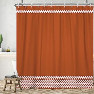 Uiiooazy Rideau Douche Orange, Rideau de Douche Anti Moisissure 180x200cm Terracotta Boheme Minimaliste Rideaux de Baignoire Tissu Lavable Imperméable Polyester Rideaux Salle de Bain avec 12 Crochets (dongguibinjingpinxiaodianpu, neuf)