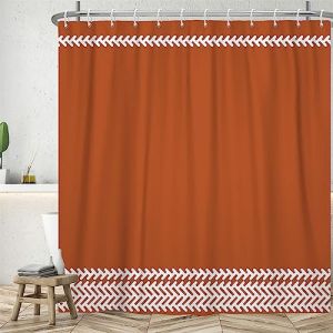 Uiiooazy Rideau Douche Terracotta, Rideau de Douche Boho Blanc Orange Bohème Rideau de Baignoire Anti Moisissure Imperméable Tissu Polyester Lavable Rideau Salle de Bain avec 12 Crochets 180Lx200Hcm (dongguibinjingpinxiaodianpu, neuf)