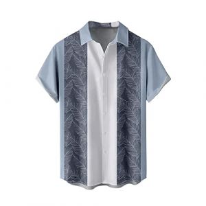 Chemise hawaïenne pour homme - Tenue rockabilly des années 50 - Chemise de bowling vintage - Chemise de bowling à manches courtes - Chemise d'été à manches courtes - Style rétro - Tenue de fête - (PUEYC, neuf)