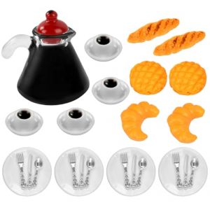 Jouets de Miniatures Alimentaires Boissons, Mini Nourriture Jouet, Nourriture Miniature 1/12 Accessoires de Cuisine Miniatures pour Maison de Poupée avec Pain Vaisselle Miniature Petit Déjeuner (yajimaoyi, neuf)