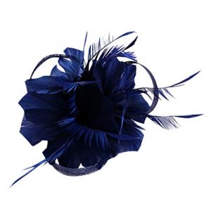 Bibi pour femme - Bandeau de mariage - Bandeau de cocktail &agrave; fleurs (bleu marine, taille unique) (JyeYCS, neuf)