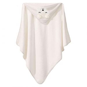 Serviette de Bain &Agrave; Capuche pour B&eacute;b&eacute;, Cape Absorbante pour Gar&ccedil;ons et Filles - Cadeau de Naissance, Blanc (Joyivike, neuf)