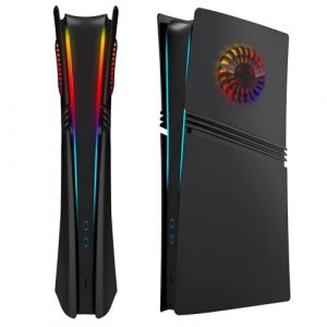 ElitePlay Façade numérique noire PS5 Pro avec lumières LED et grilles d'aération de rechange pour Playstation 5 Pro Digital Edition (ElitePlay, neuf)