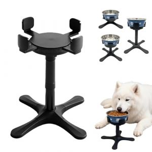 Gamelle pour chien sur&eacute;lev&eacute;e, gamelle sur&eacute;lev&eacute;e, 3 hauteurs et angles inclin&eacute;s r&eacute;glables, support de gamelle pour chien, largeur 14-24,5 cm, mangeoire pour chien, gamelle pour chien de petite, moyenne (ALFAXCELE, neuf)