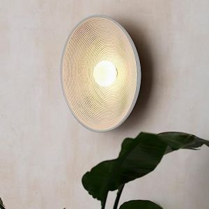 Bohême Chambre Applique Murale Mid Century Moderne Globe Applique Murale Vintage Couloir Circulaire Nervuré Résine Blanc Éclairage De Chevet Rustique Ferme Applique Murale pour Porche Salon (太原硅幂电子科技有限公司, neuf)