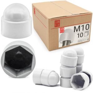 Cache &eacute;crou M10 Blanc, 10 pi&egrave;ces, caches vis plastique, capuchon de protection hexagonal, cache blanc, protection anti-rouille pour &eacute;crou et vis, finition propre bricolage Lun Fix (LUN FIX, neuf)